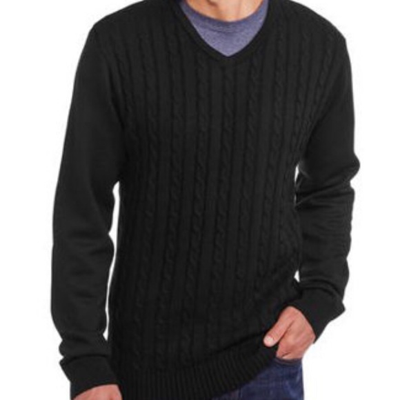 cable knit v neck sweater mens